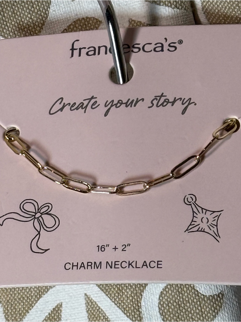 Francesca's Collections Gold Paperclip Link Charm Necklace